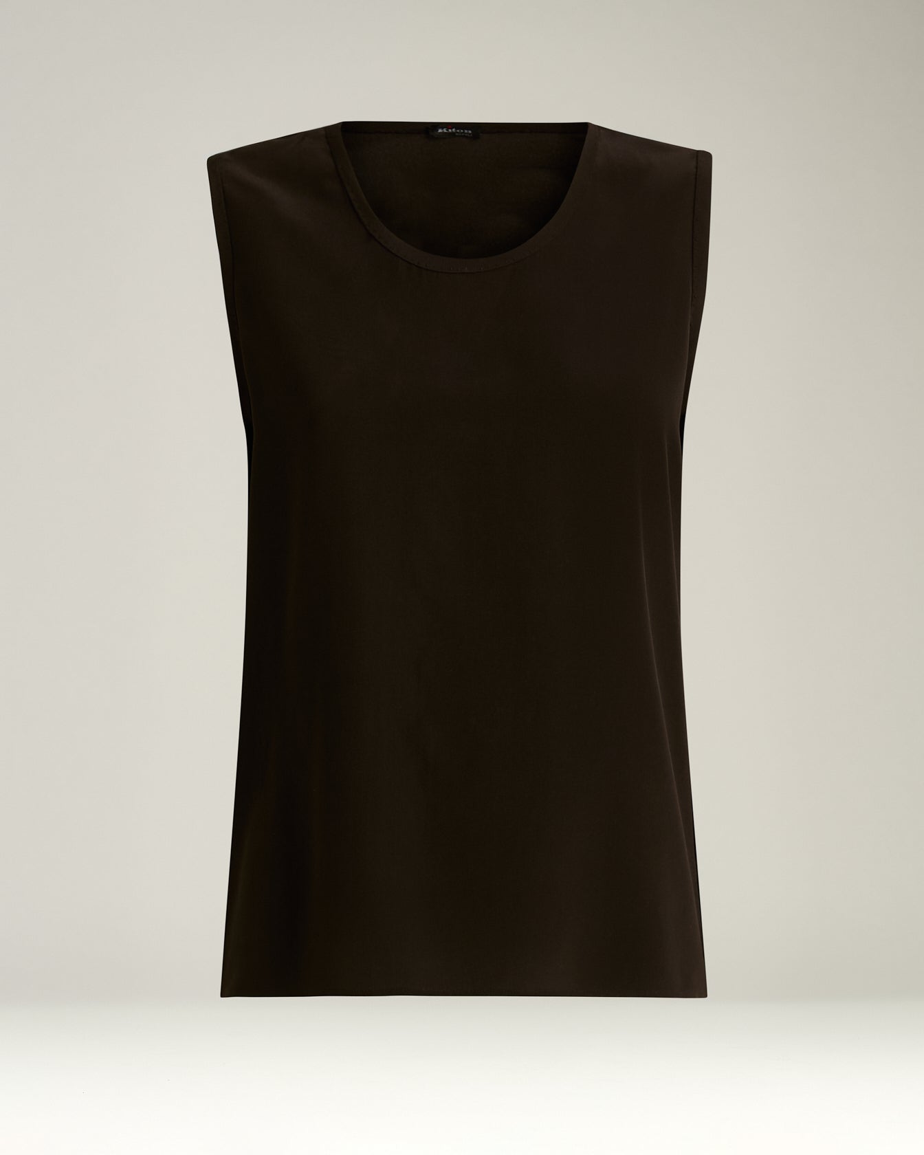 coffee brown sleeveless top in pure silk