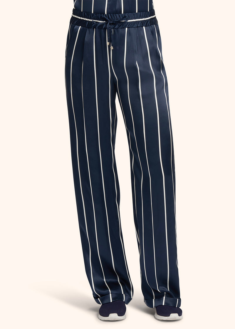 Kiton blue trousers for woman, in silk 2