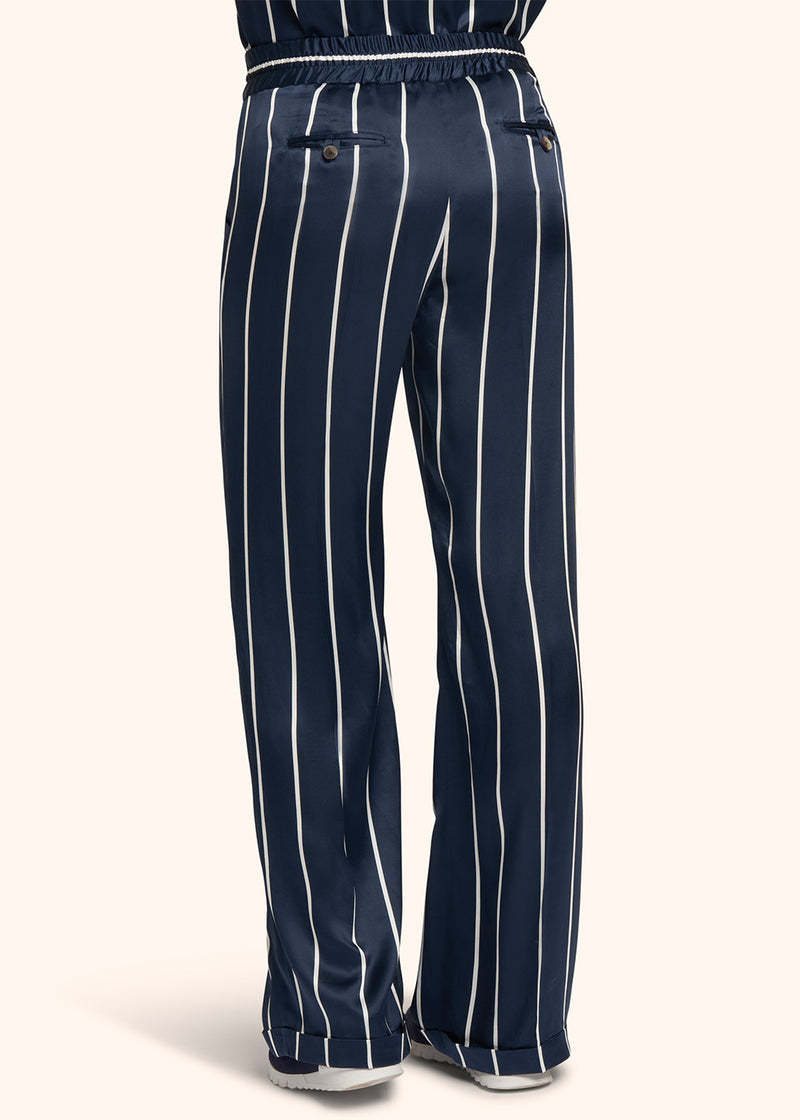 Kiton blue trousers for woman, in silk 3