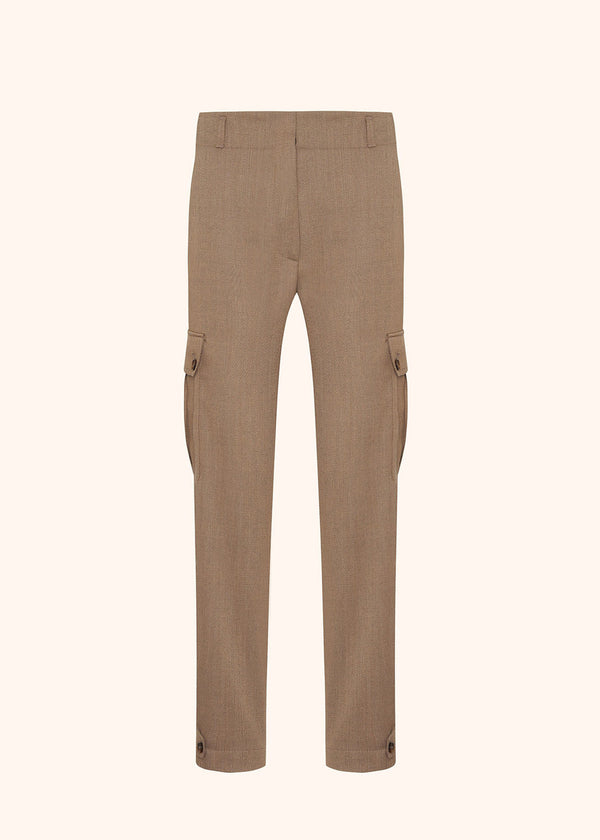 Kiton camel trousers for woman, in virgin wool 1