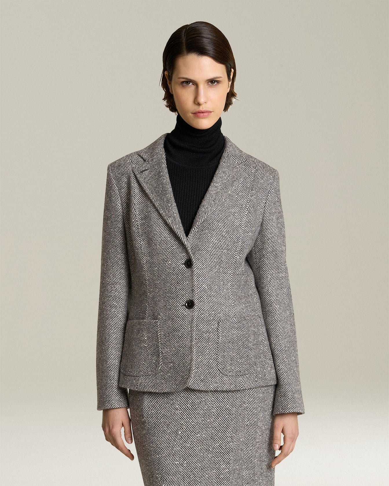 HERRINGBONE CASHMERE BLAZER