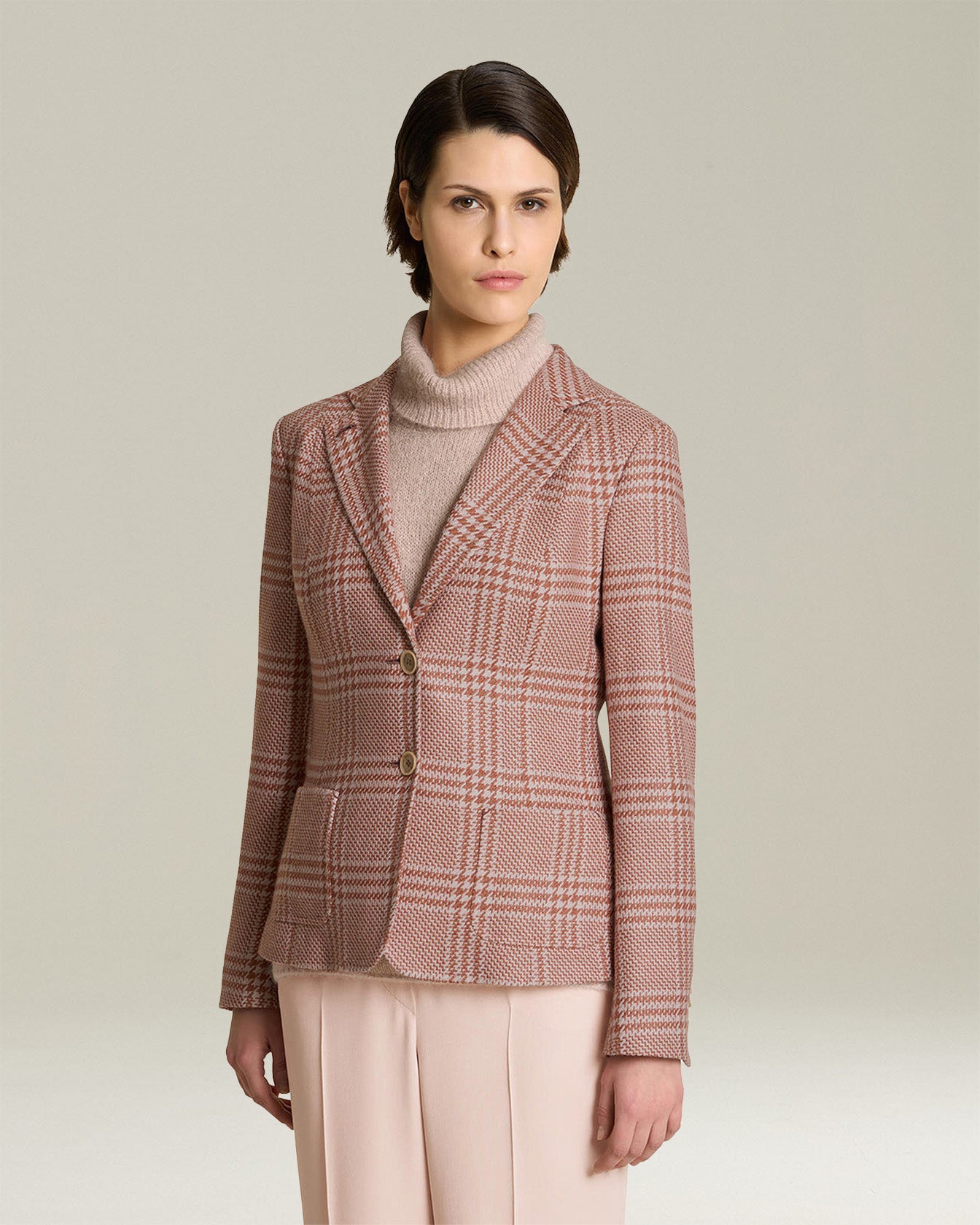 BLAZER PRINCIPE DI GALLES IN CASHMERE E SETA