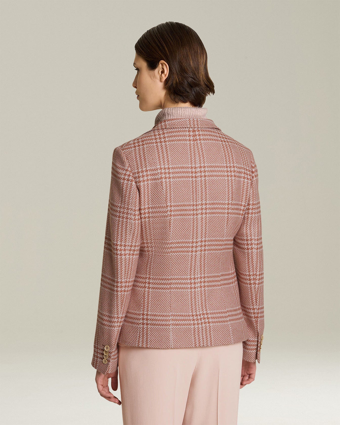 GLEN PLAID CASHMERE AND SILK BLAZER