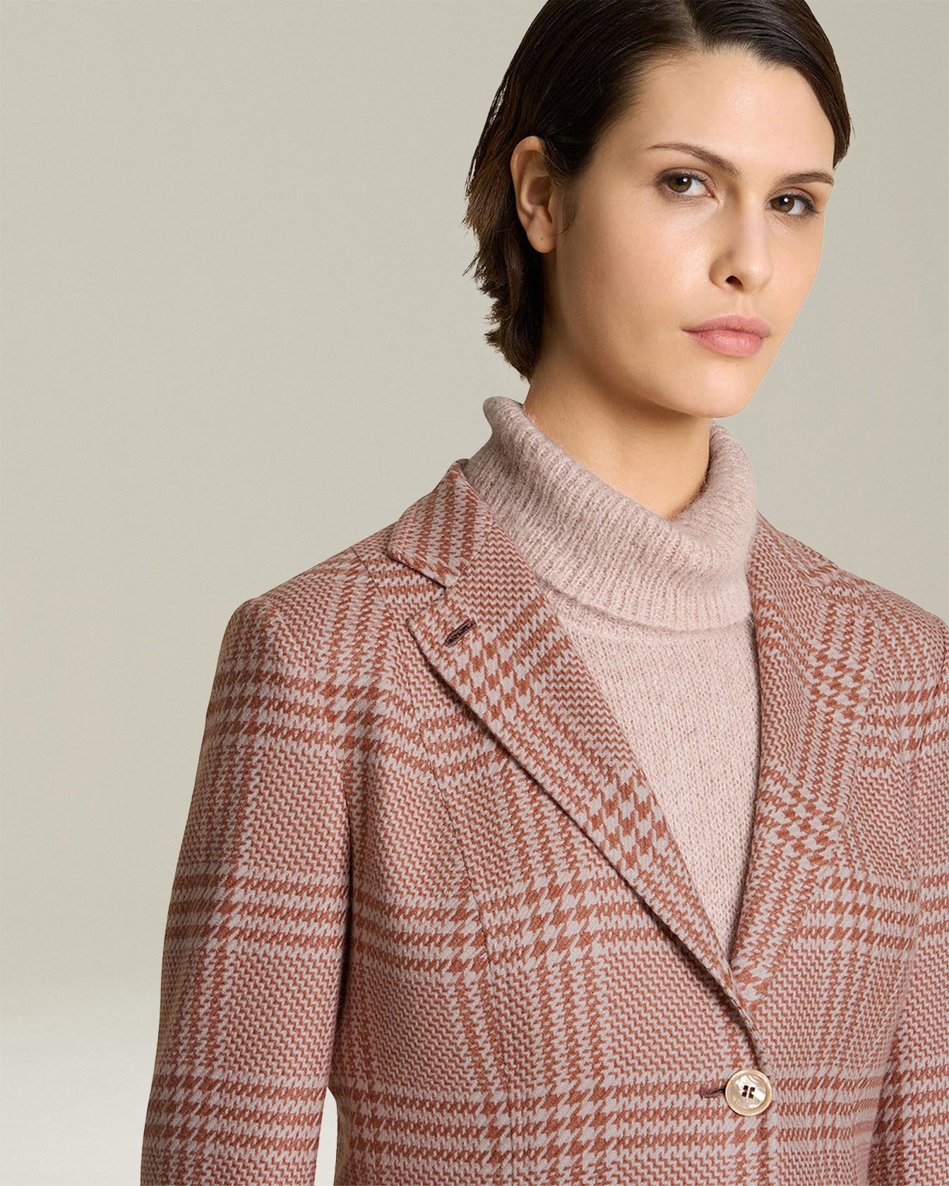 GLEN PLAID CASHMERE AND SILK BLAZER