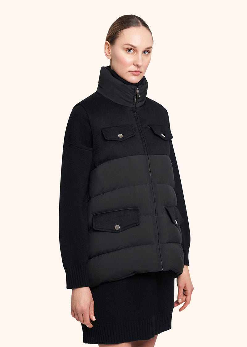 Kiton black coat for woman, in polyester 2
