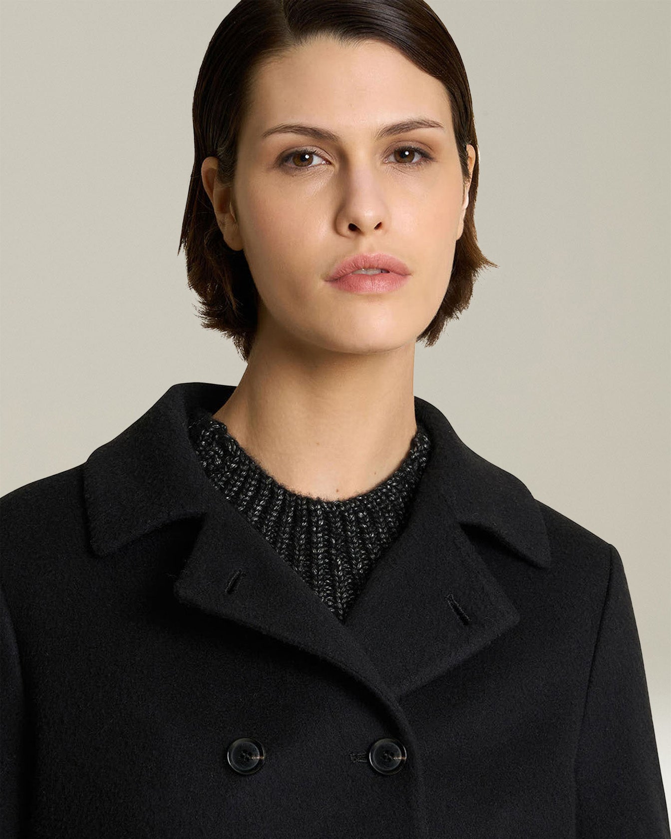 MONOCHROME CASHMERE PEA COAT