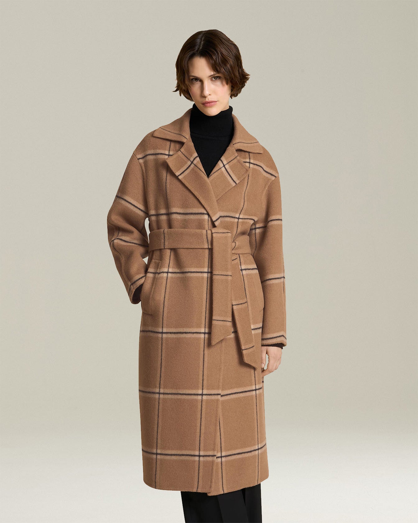 CHECKED CASHMERE COAT