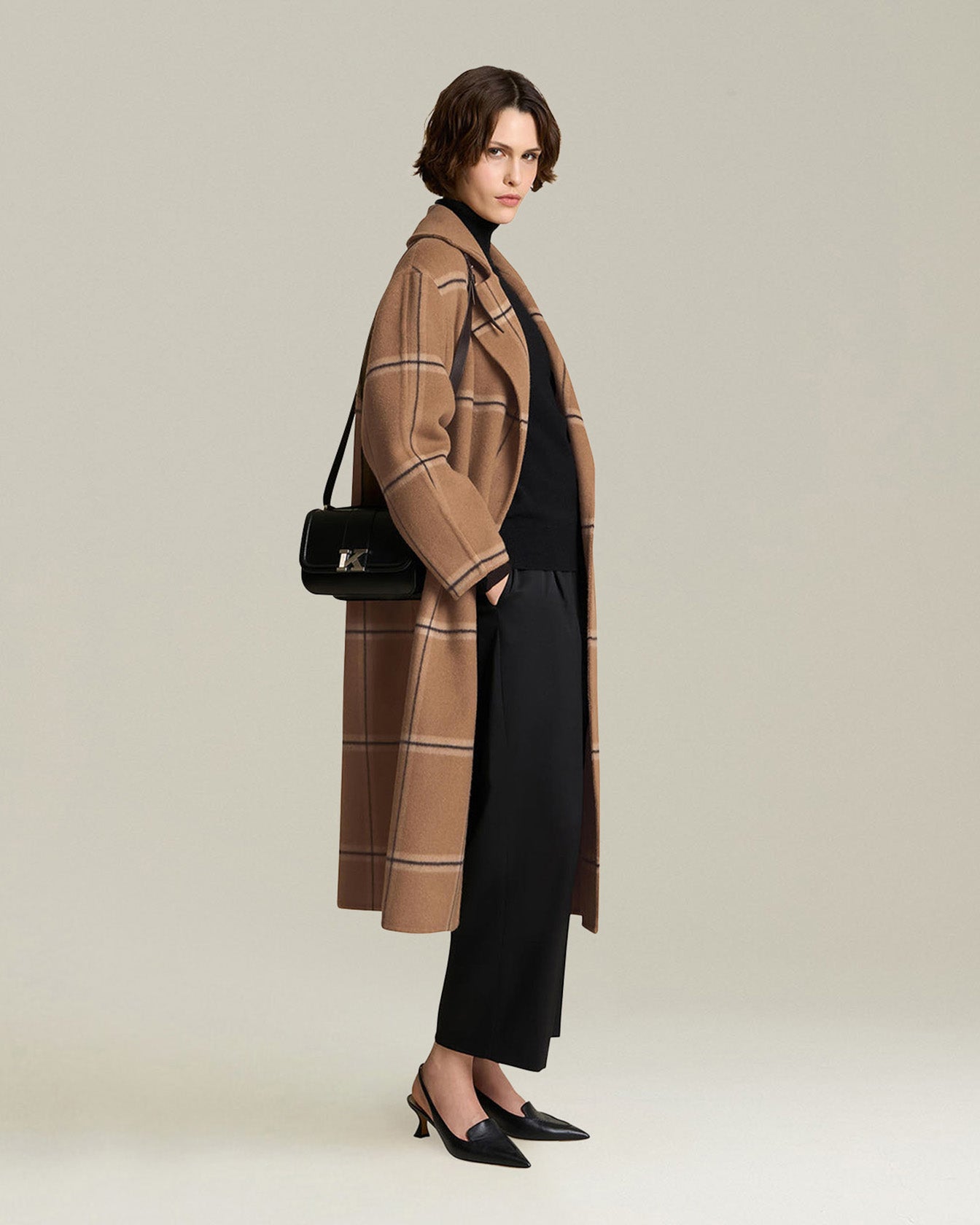 CHECKED CASHMERE COAT