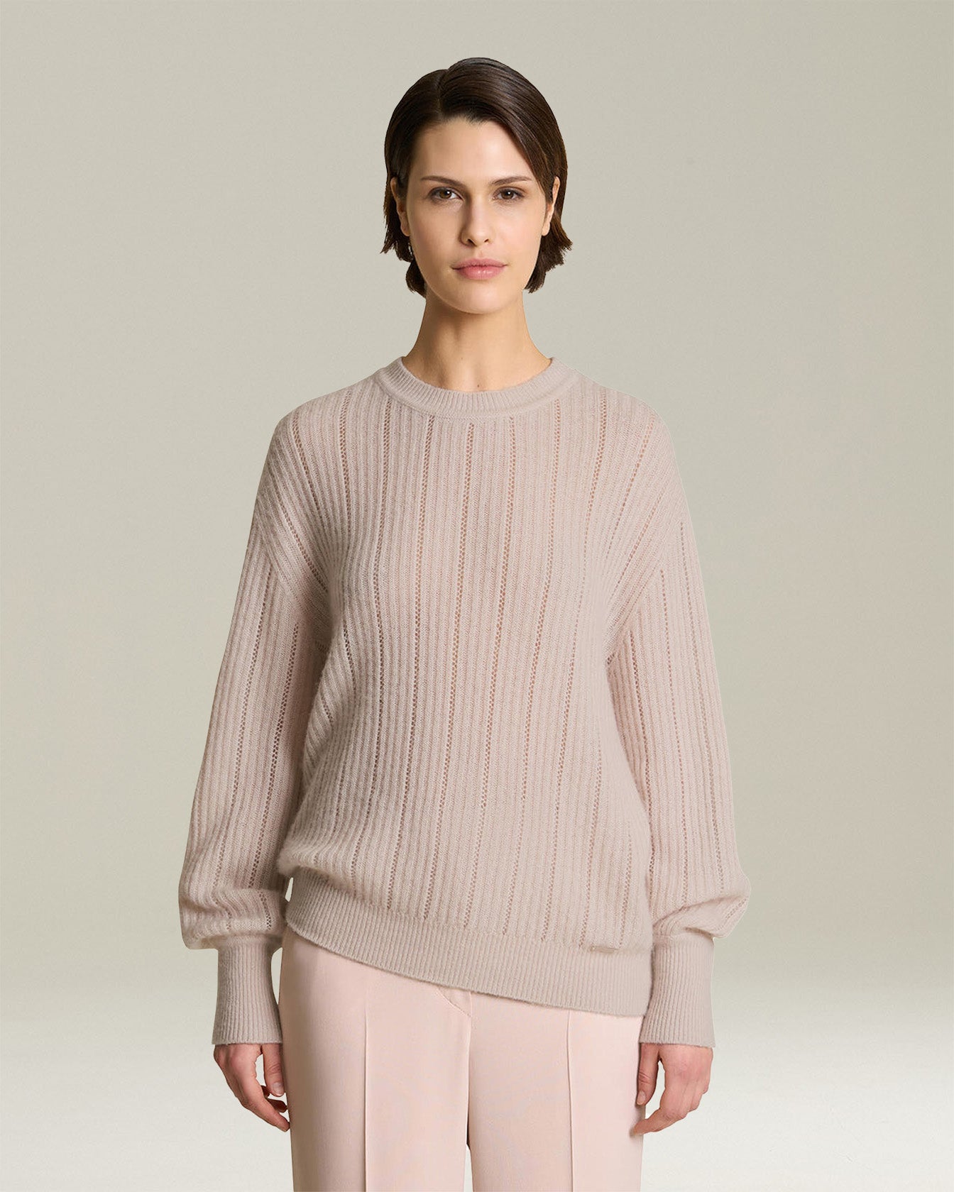 CASHMERE AND SILK JUMPER WITH PERFORATED DETAILING