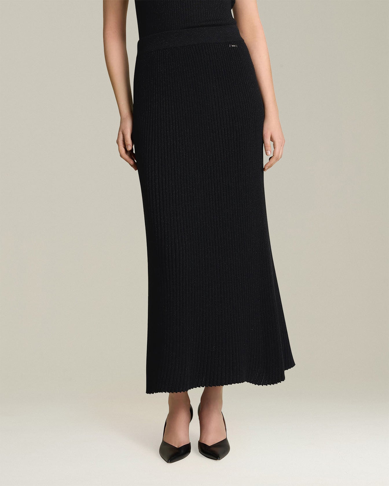 LAMÉ WOOL PENCIL SKIRT