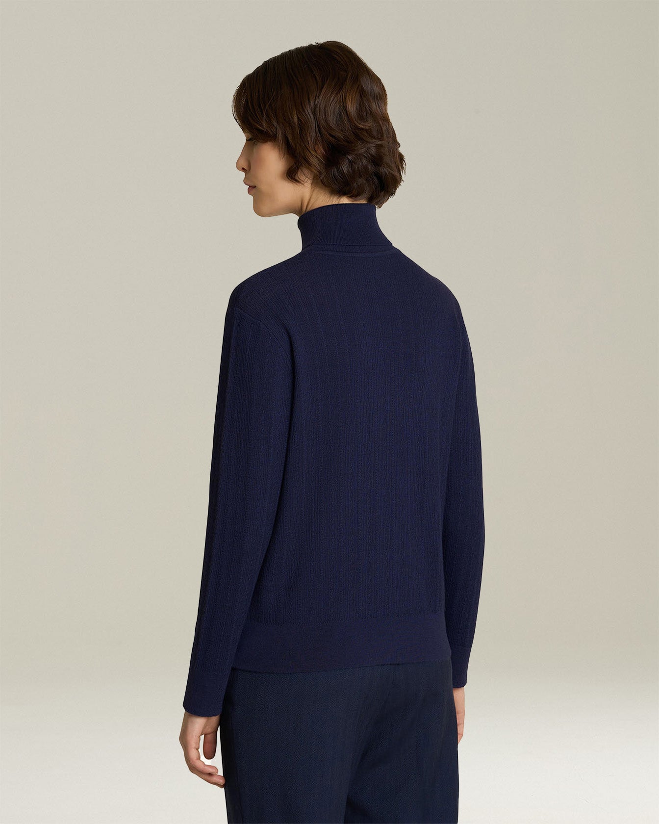 CASHMERE AND SILK POLO NECK JUMPER