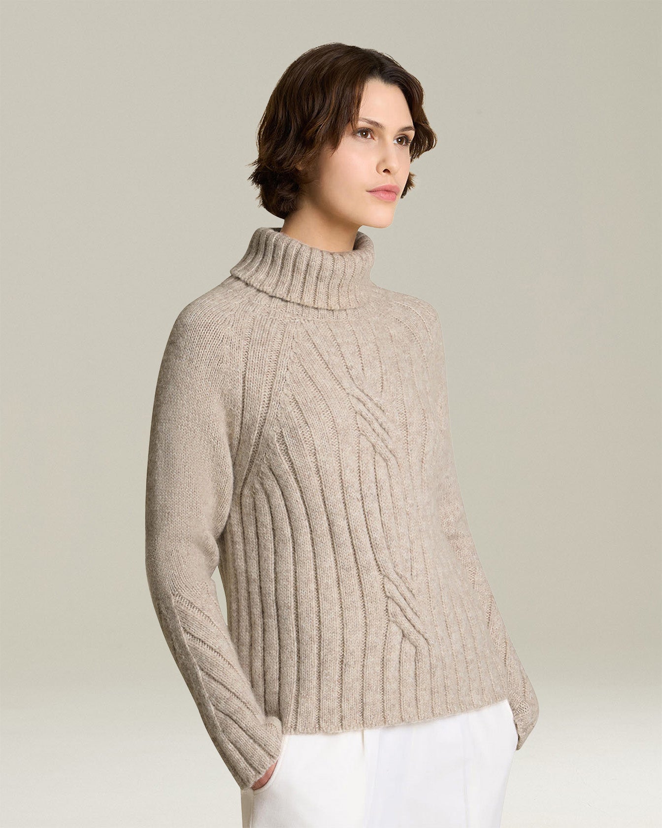 MAGLIONE IN ALPACA CON TRECCIA