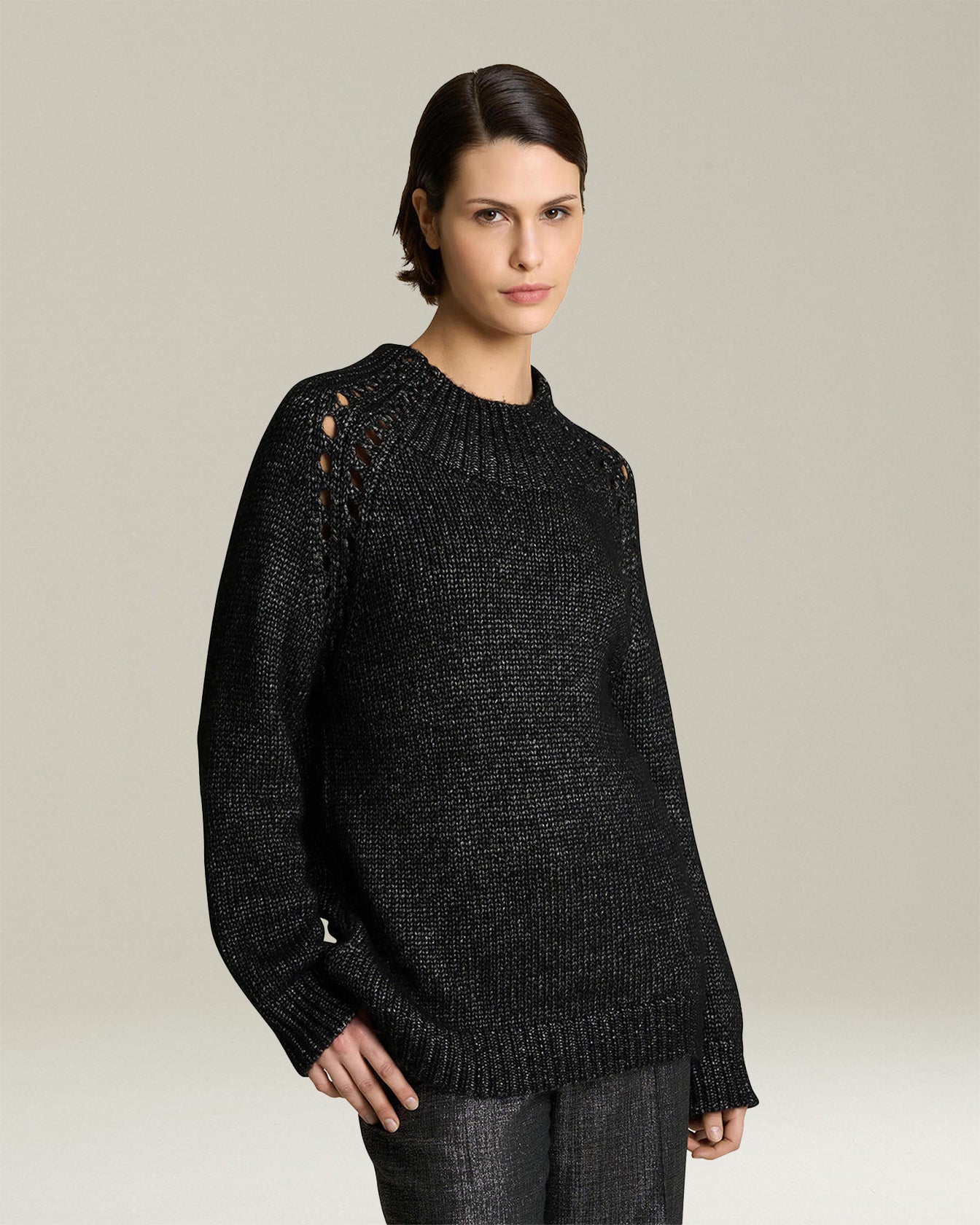 CASHMERE JUMPER WITH PERFORATED DETAILING