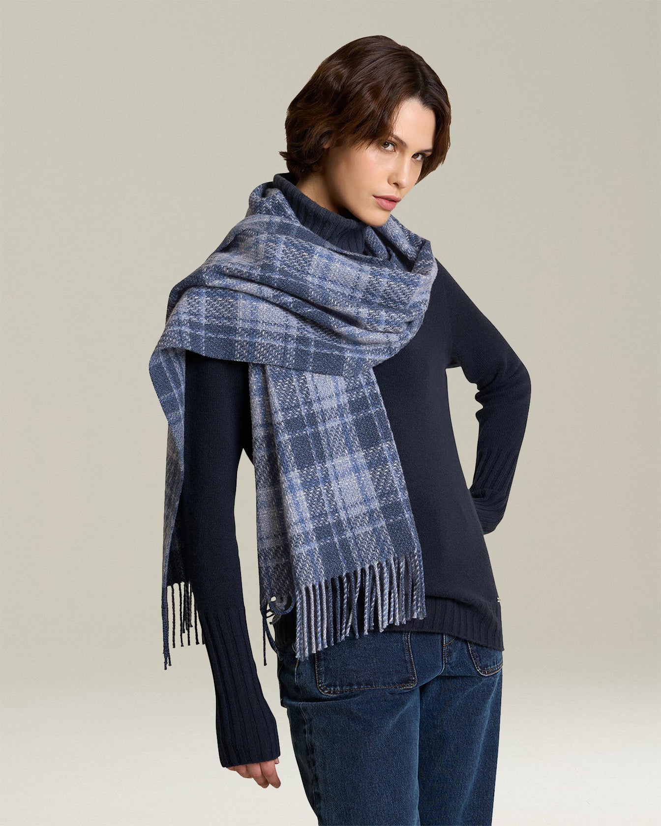 CHECKED CASHMERE SCARF