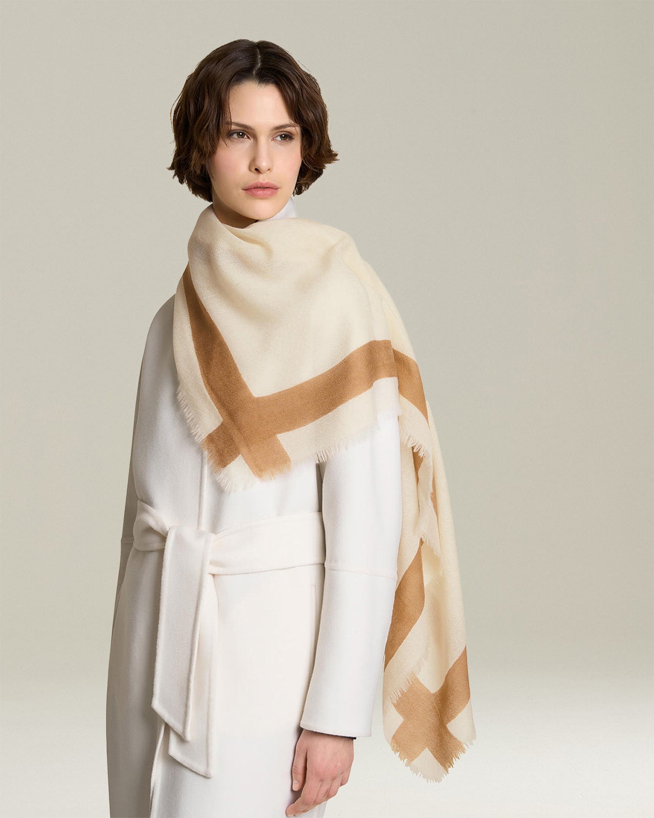 CASHMERE AND SILK PRINT SCARF