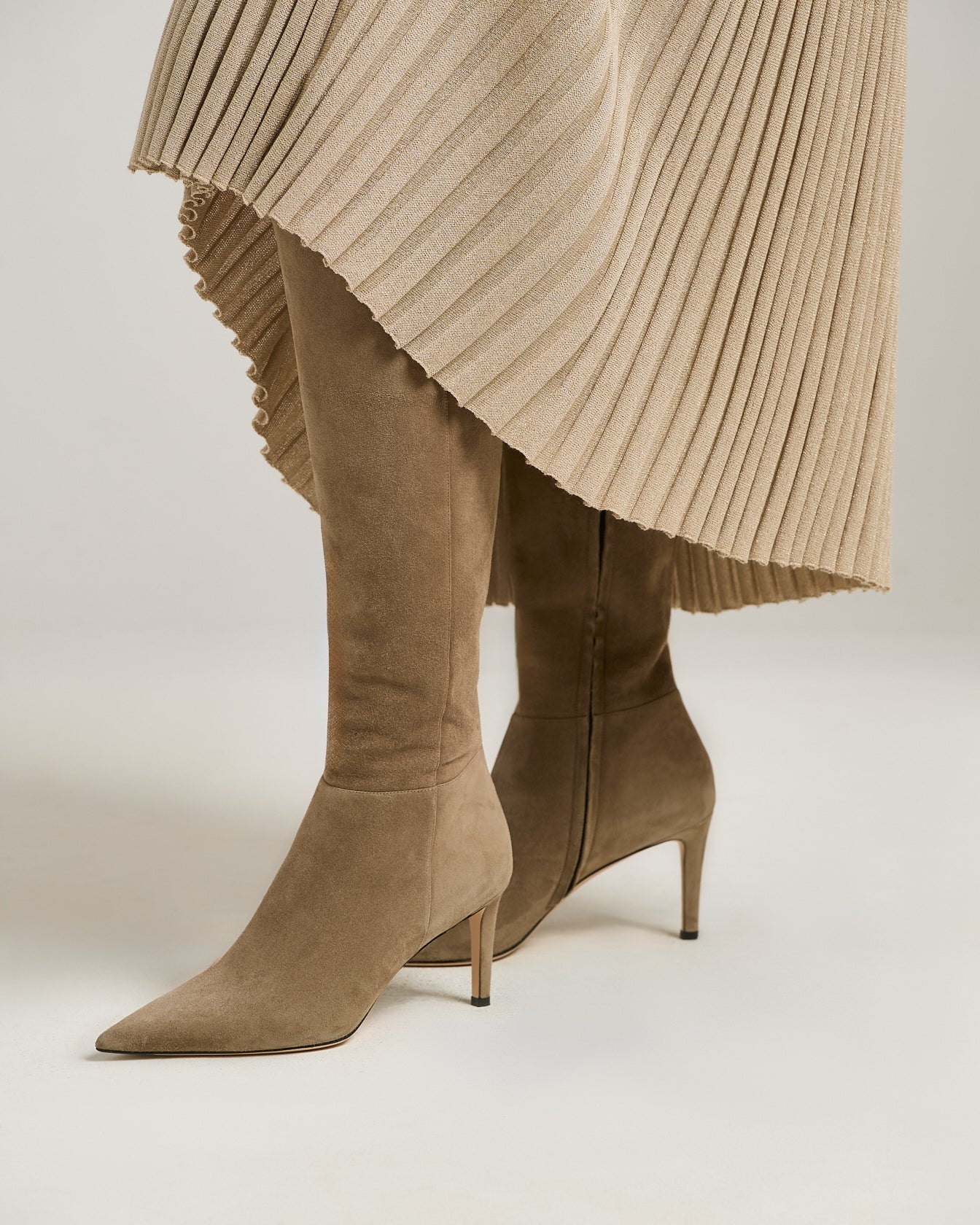 SUEDE GOATSKIN BOOTS WITH STILETTO HEEL