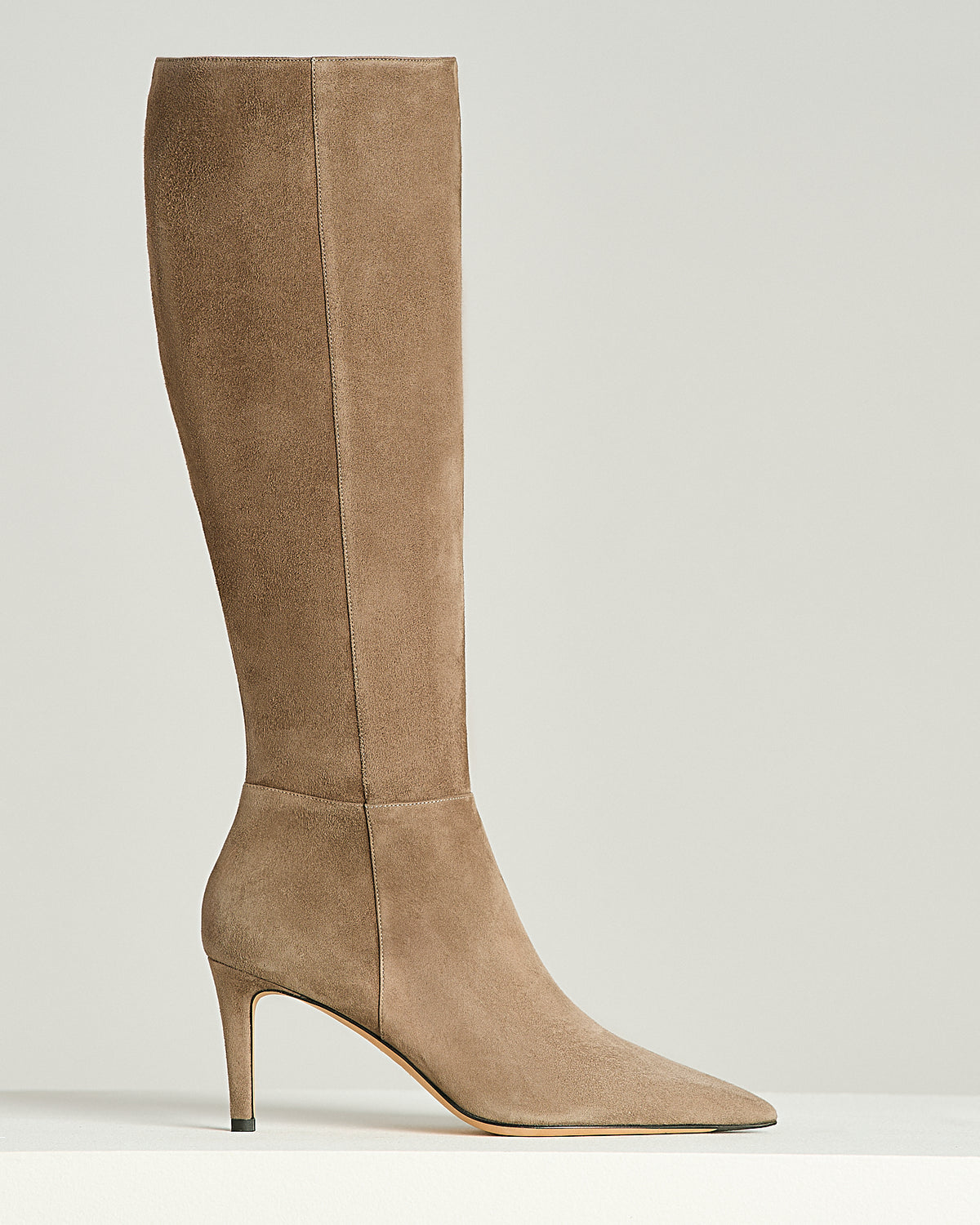 MOUSE-GRAY GOAT SUEDE STILETTO BOOTS 1