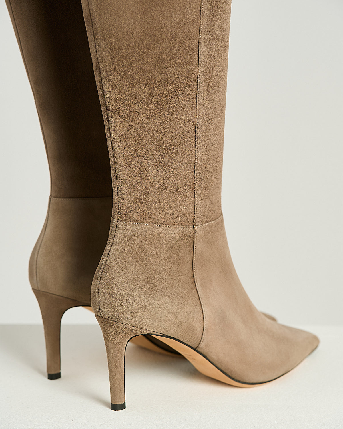 MOUSE-GRAY GOAT SUEDE STILETTO BOOTS 4