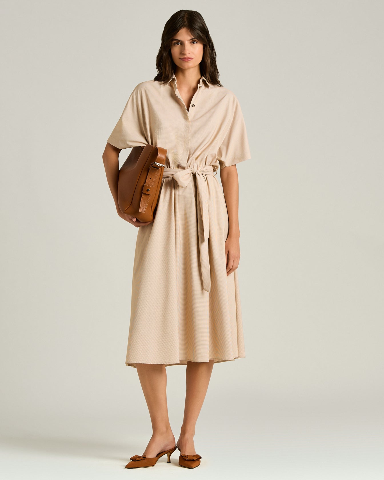 orange belted dress Women's Paradisa St. Augustine Orange Cotton Belted Shirt Dress | Size: M