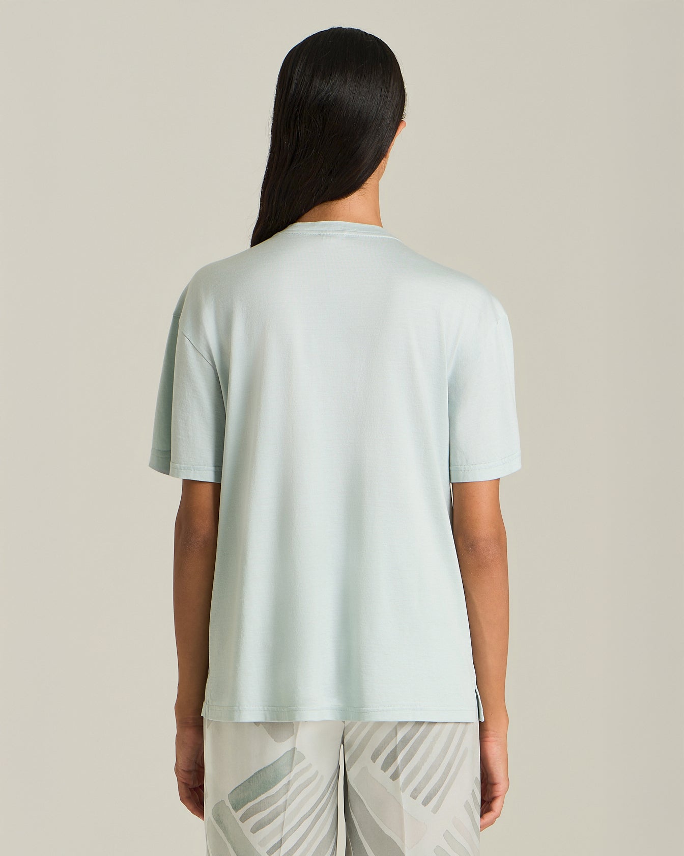 SILK AND COTTON T-SHIRT WITH BREAST POCKET