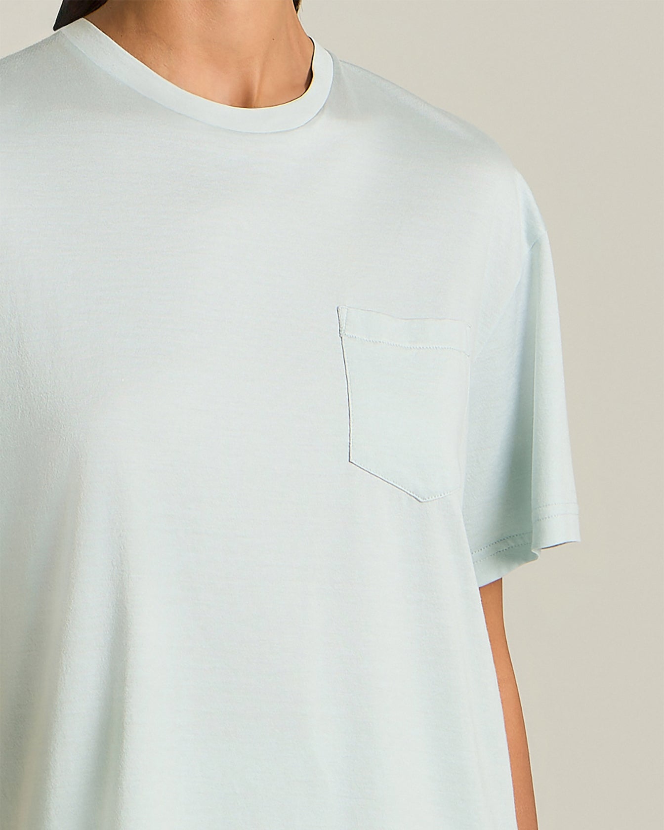 SILK AND COTTON T-SHIRT WITH BREAST POCKET