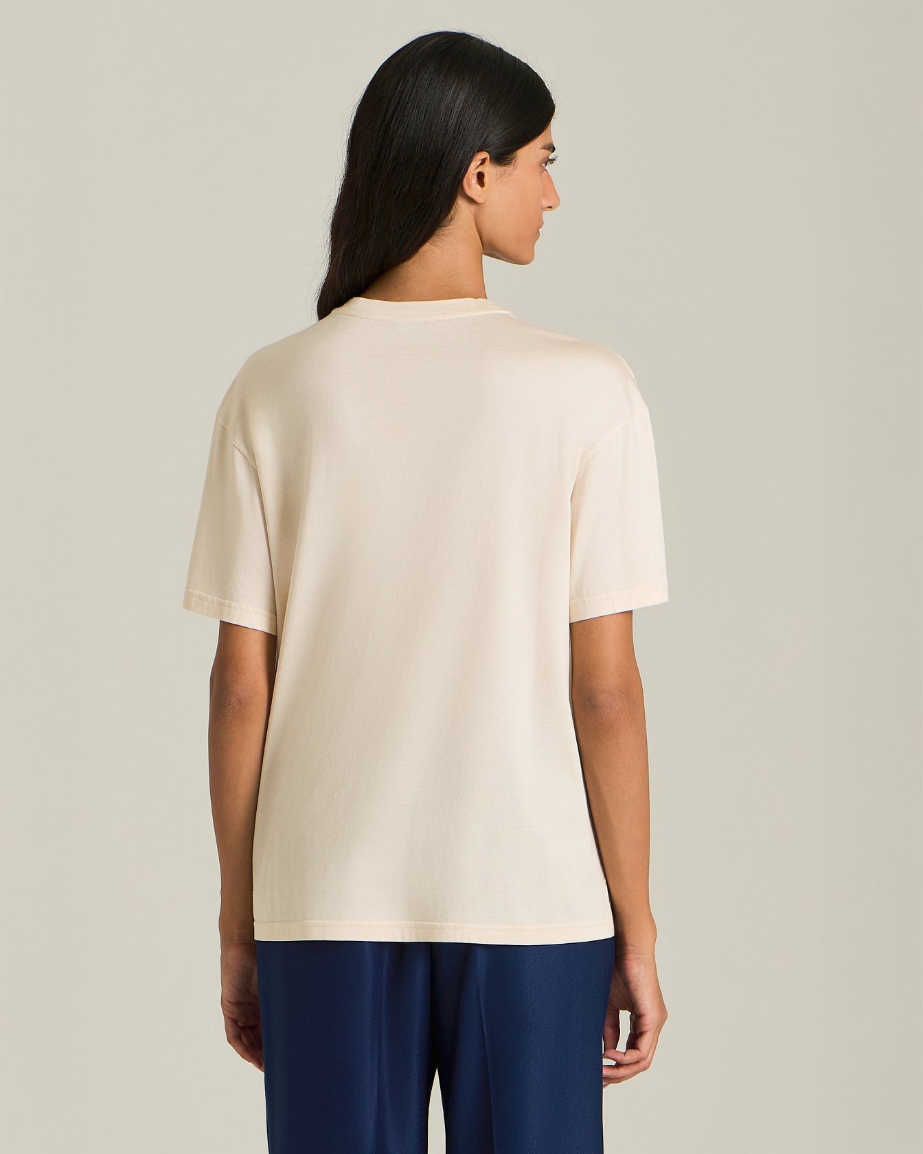 SILK AND COTTON T-SHIRT WITH BREAST POCKET