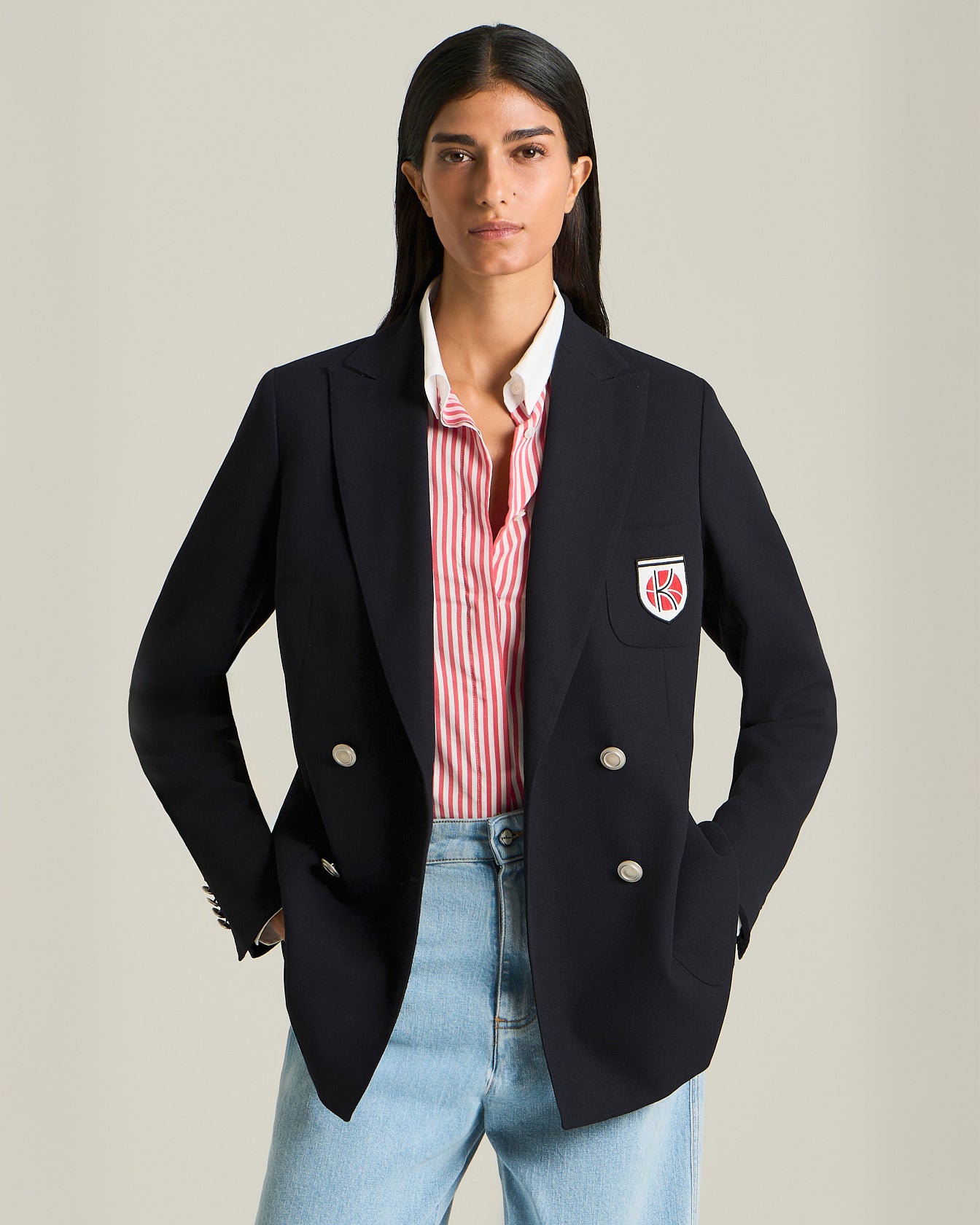 DOUBLE-BREASTED WOOL BLAZER - TENNIS CAPSULE COLLECTION