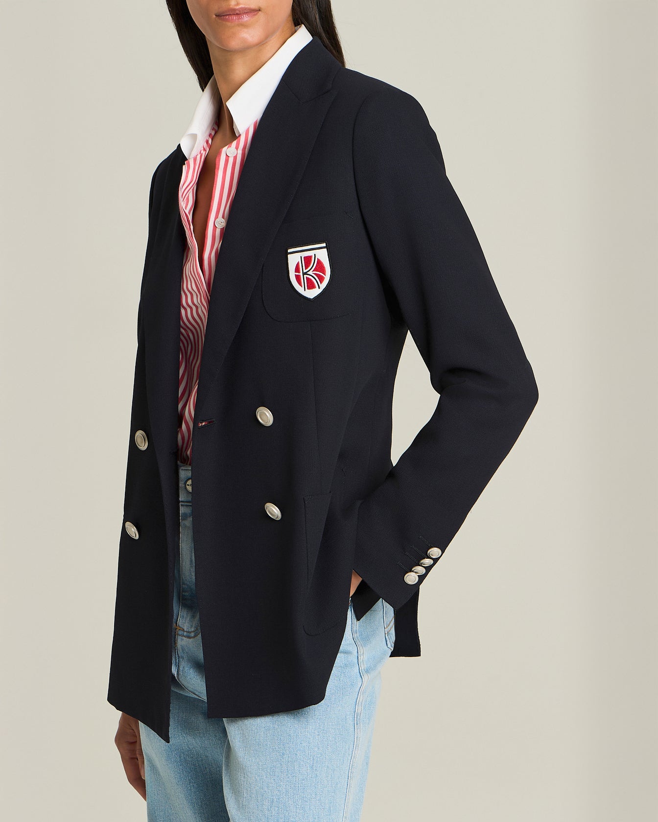 DOUBLE-BREASTED WOOL BLAZER - TENNIS CAPSULE COLLECTION