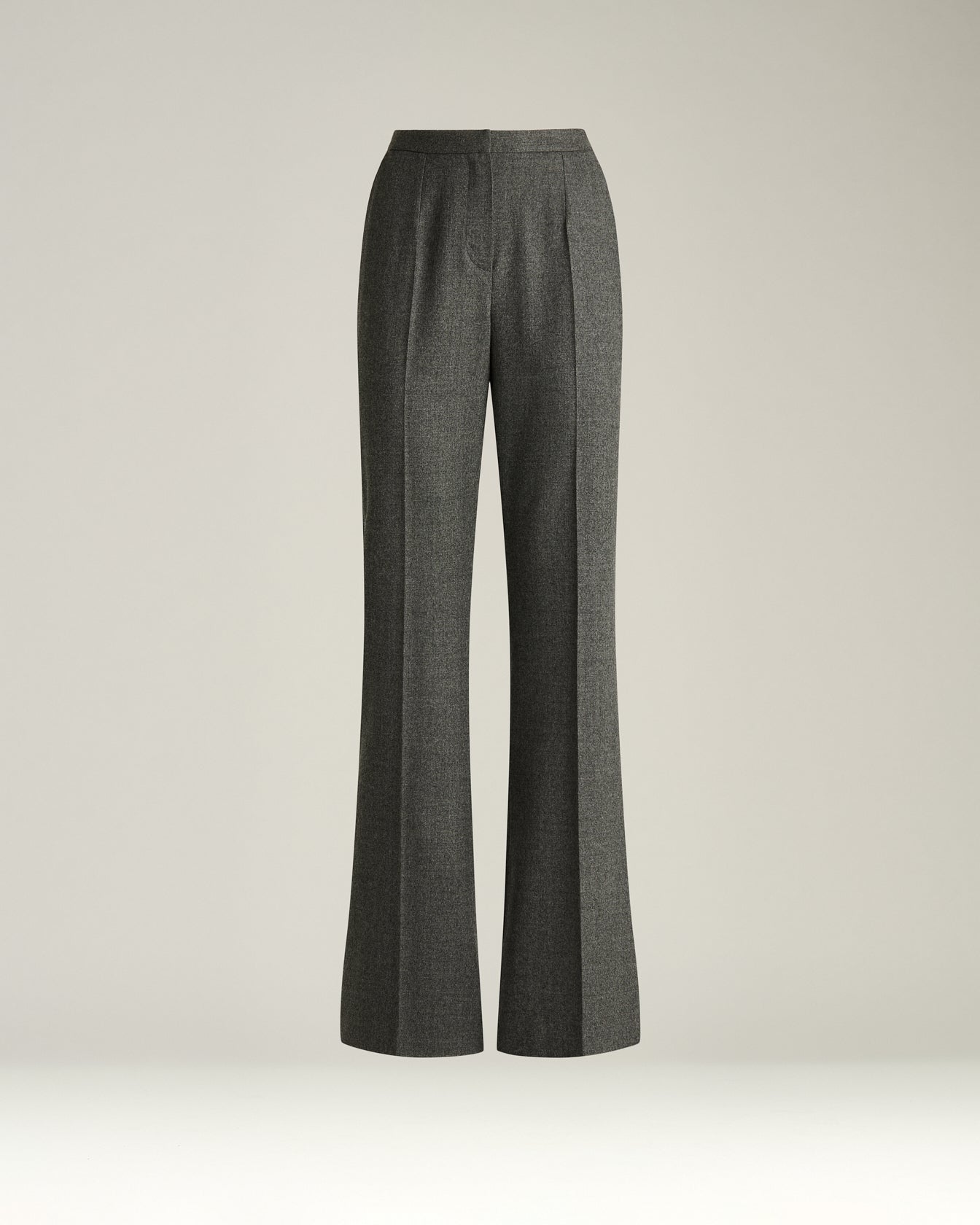 gray wide-leg trousers in virgin wool