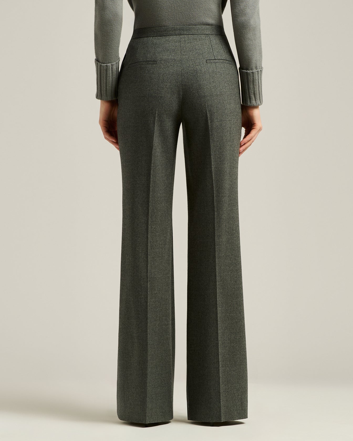 GRAY WIDE-LEG TROUSERS IN VIRGIN WOOL