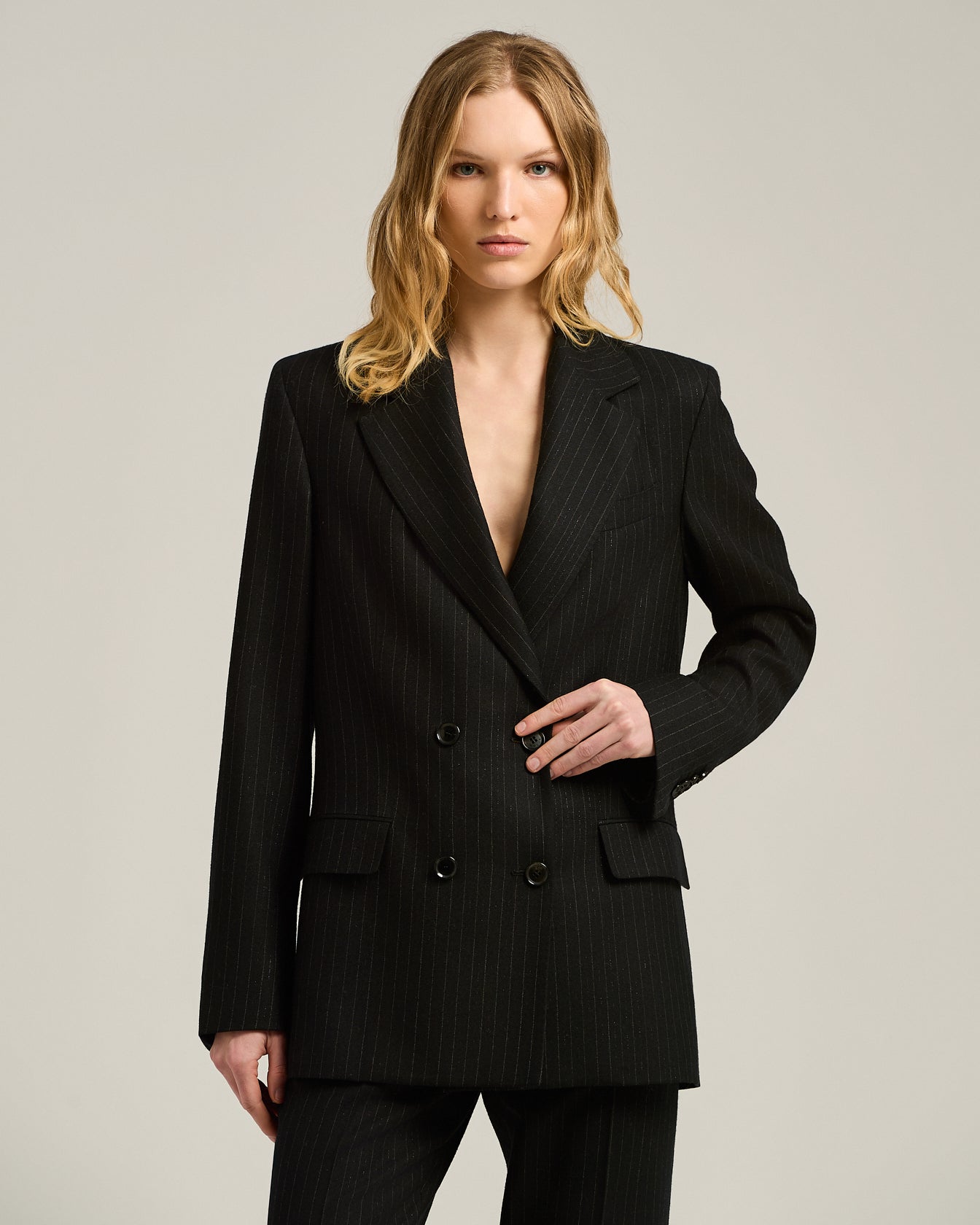 PINSTRIPE DOUBLE-BREASTED JACKET