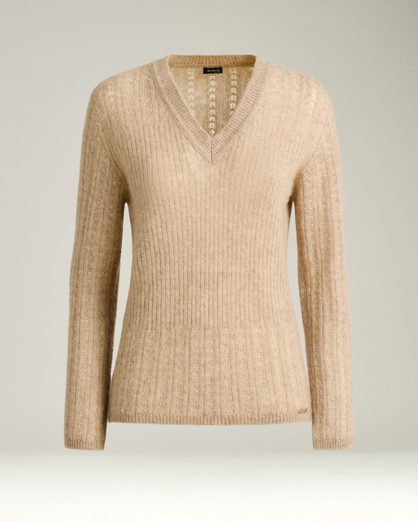 MAGLIA SCOLLO V TRAFORATA IN CASHMERE E SETA