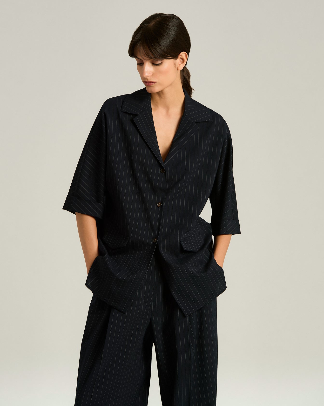 WOOL SHIRT WITH STRIPED PATTERN