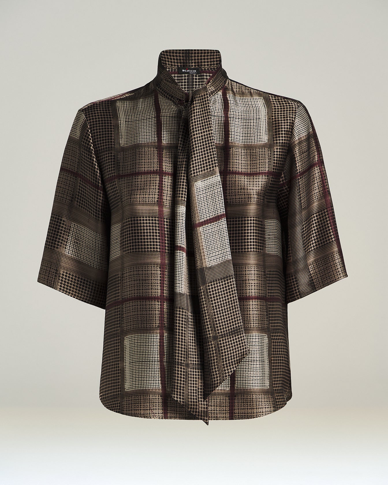BLUSA IN PURA SETA CON STAMPA GEOMETRICA