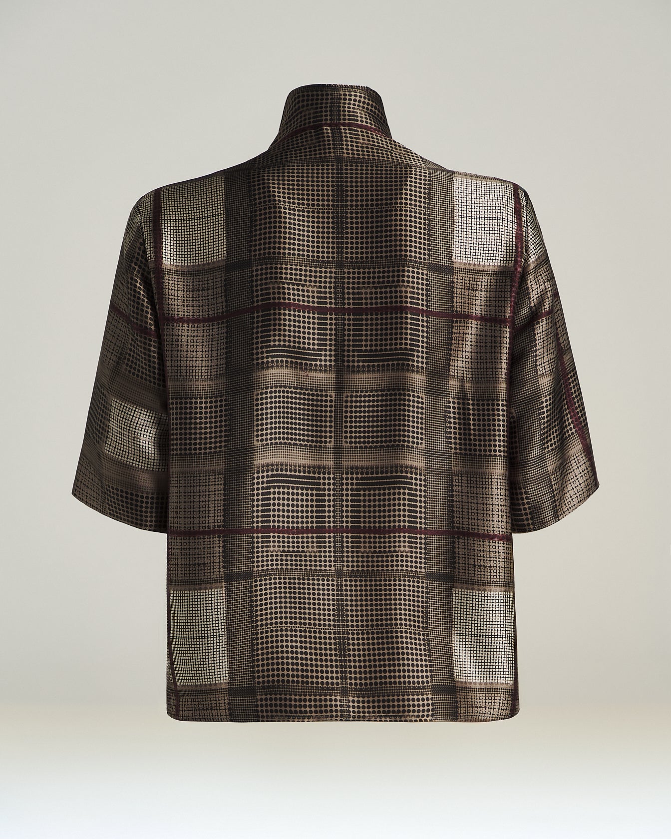 BLUSA IN PURA SETA CON STAMPA GEOMETRICA
