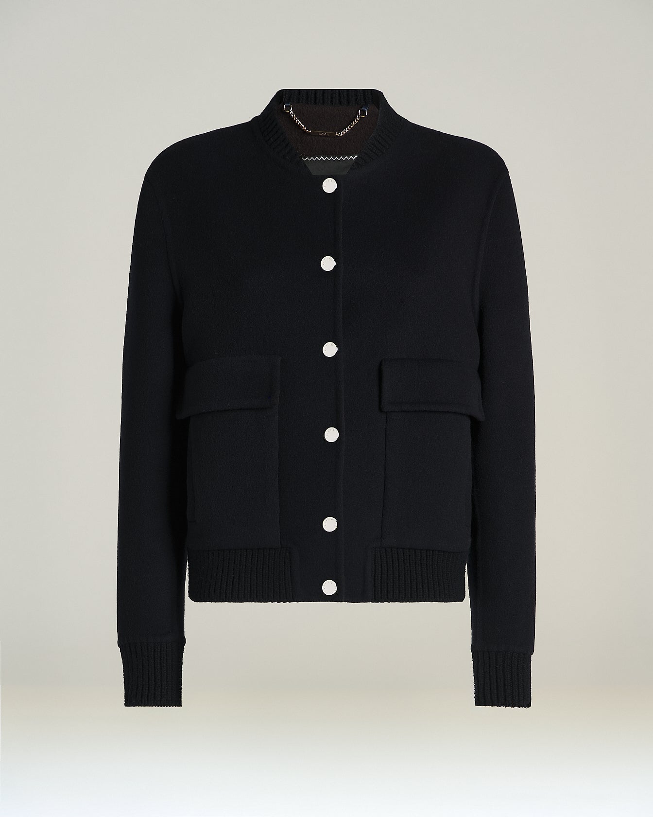 BOMBER IN PURO CASHMERE CON TASCHE APPLICATE
