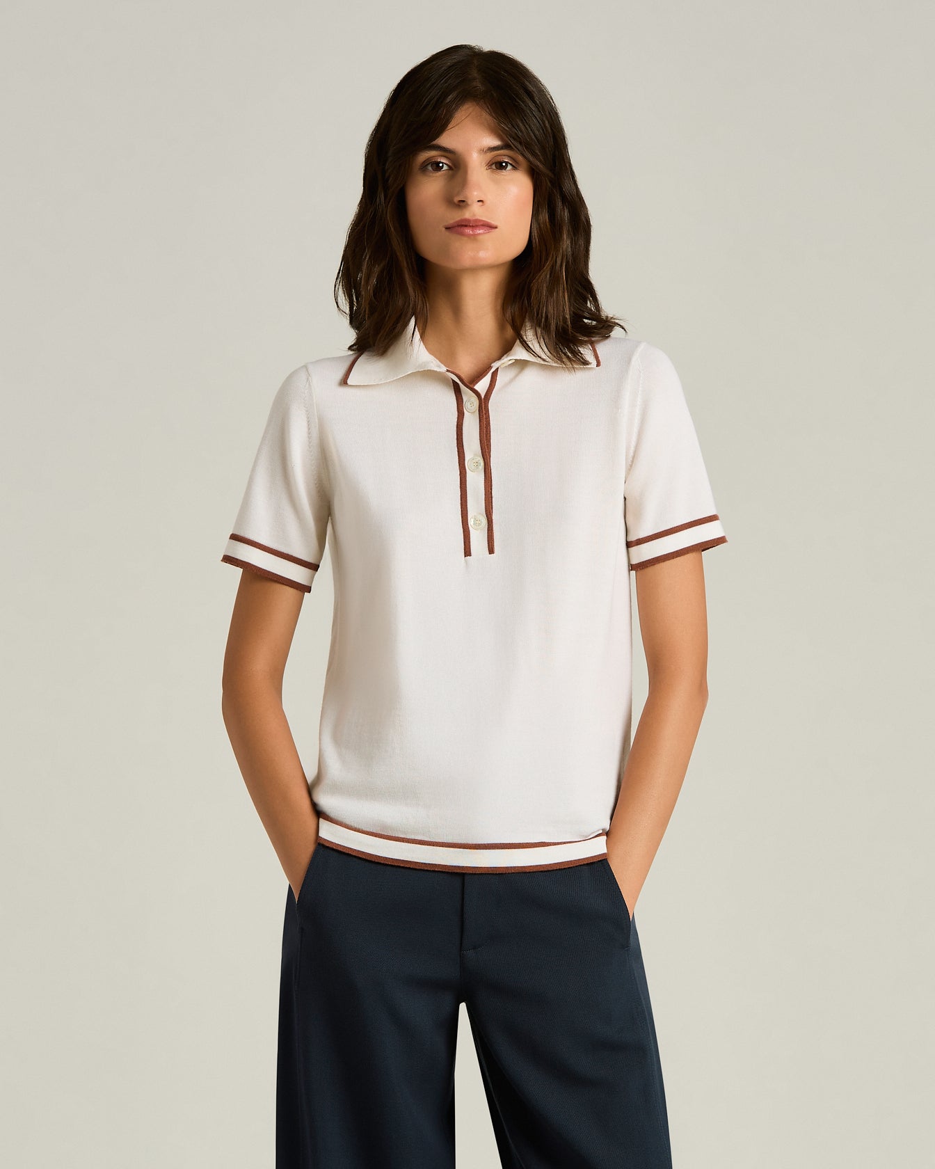 FINE WOOL POLO SHIRT WITH CONTRASTING TRIMS