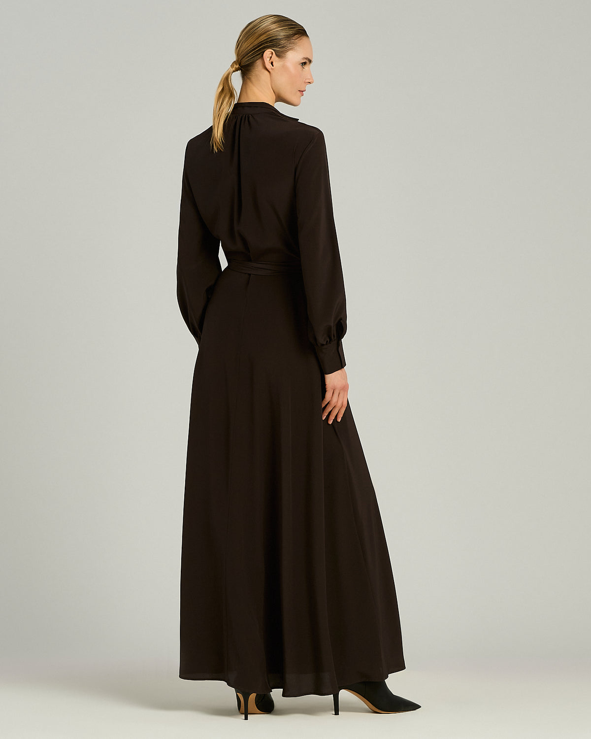 DARK BROWN SILK DRESS 3