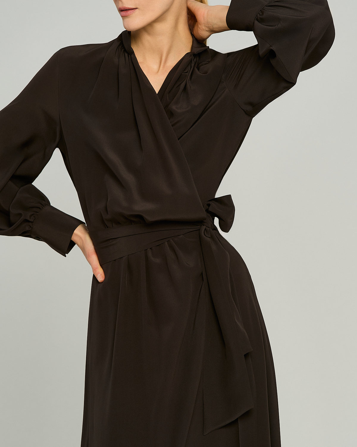 DARK BROWN SILK DRESS 4