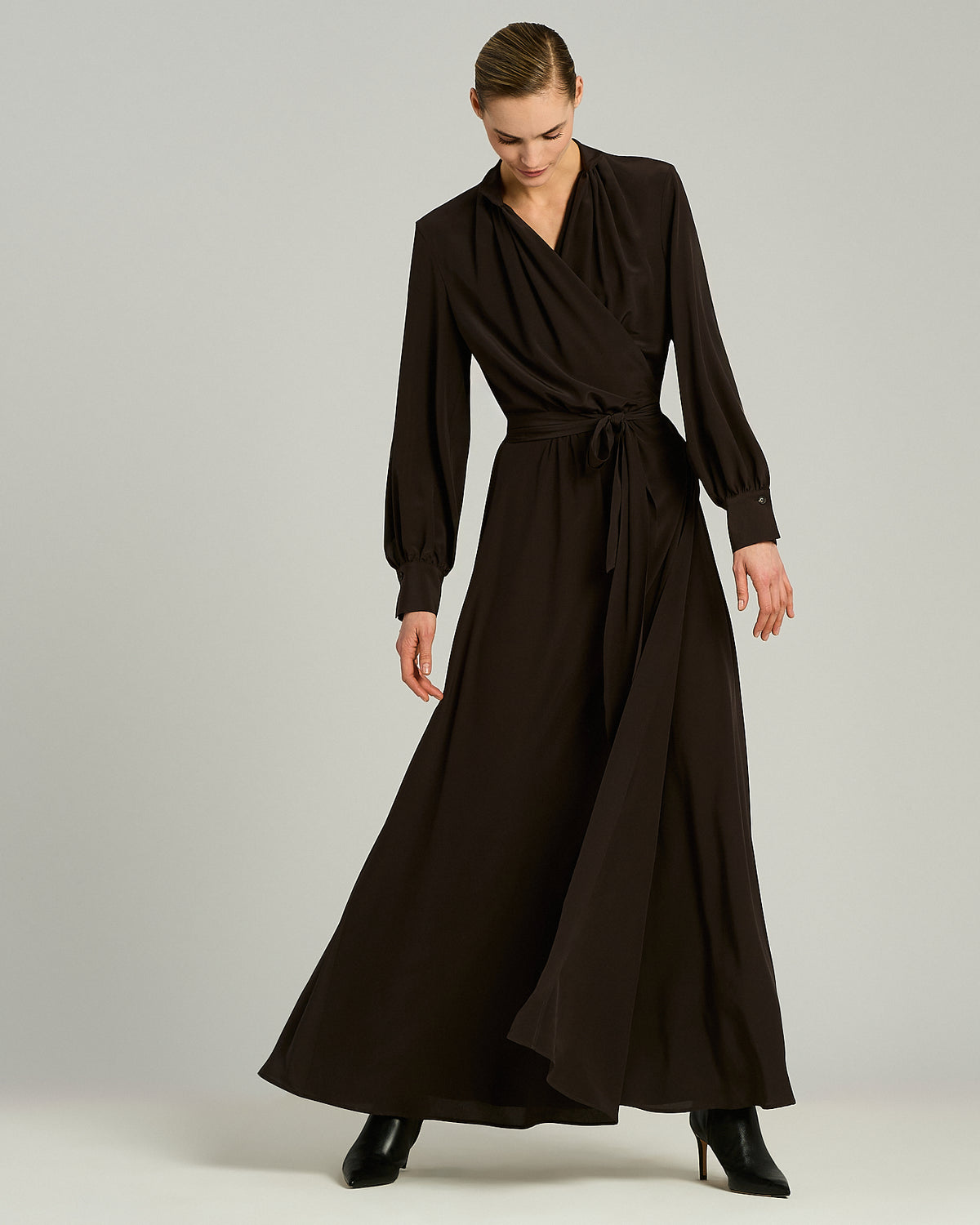 DARK BROWN SILK DRESS 5