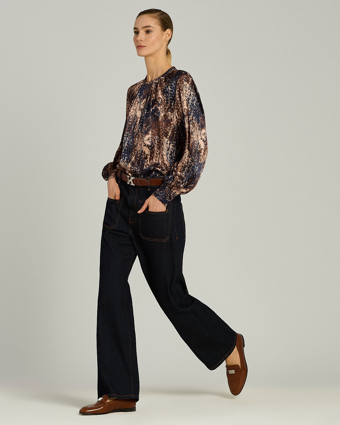 BLUSA IN PURA SETA CON STAMPA ARTISTICA