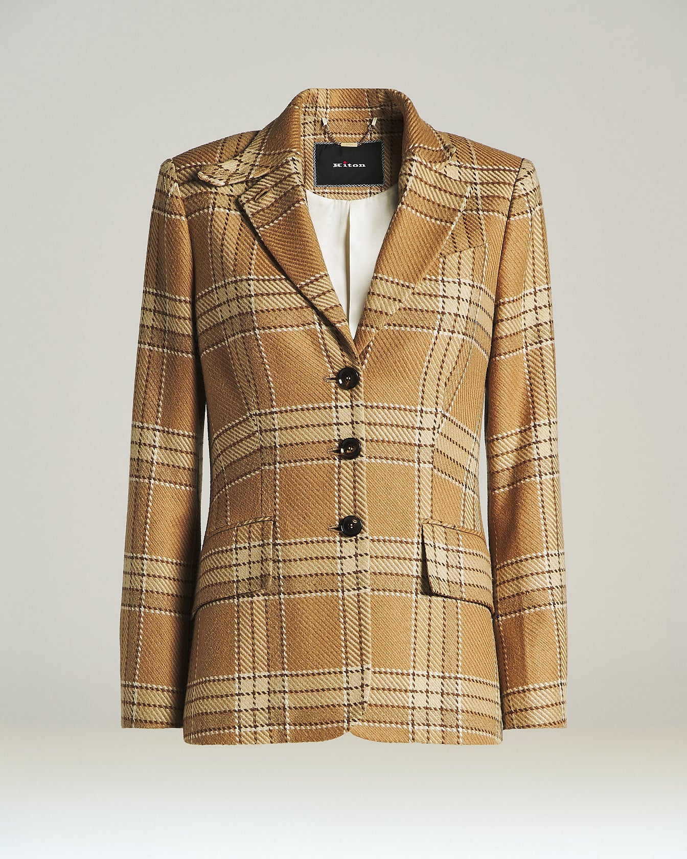 GIACCA MONOPETTO IN SETA E CASHMERE CON MOTIVO CHECK