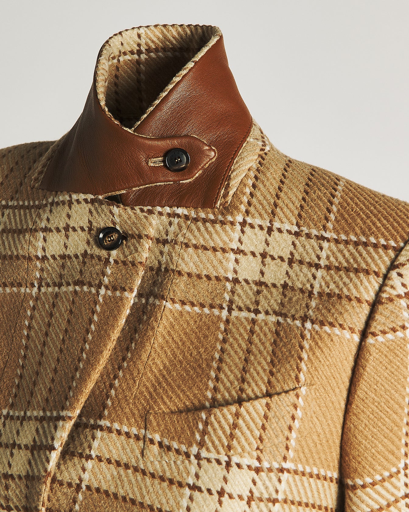 GIACCA MONOPETTO IN SETA E CASHMERE CON MOTIVO CHECK