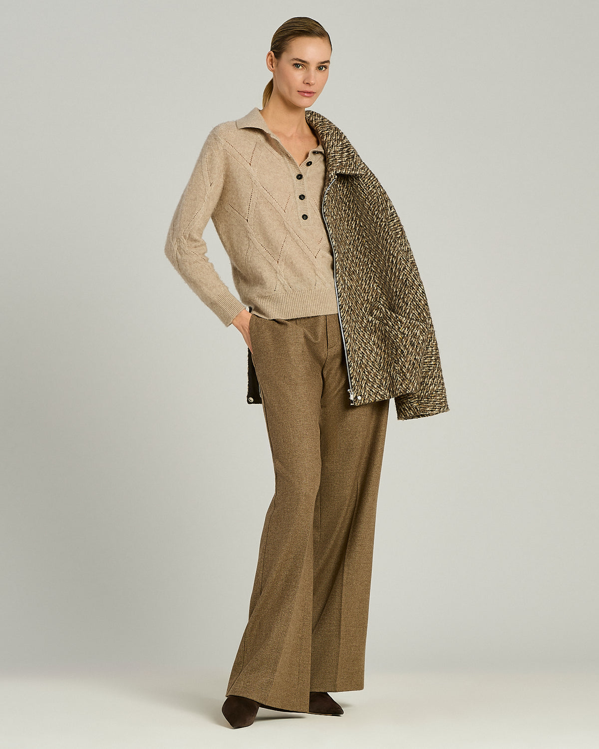 BEIGE CASHMERE POLO SHIRT 5