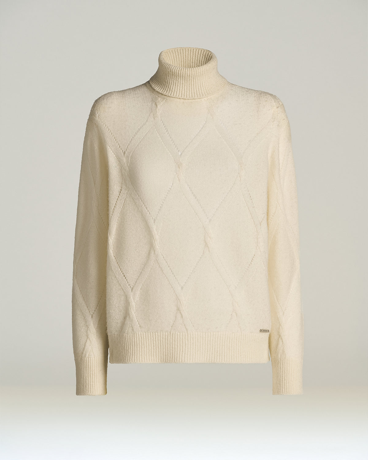 CREAM WHITE CASHMERE HIGH-NECK SWEATER 1