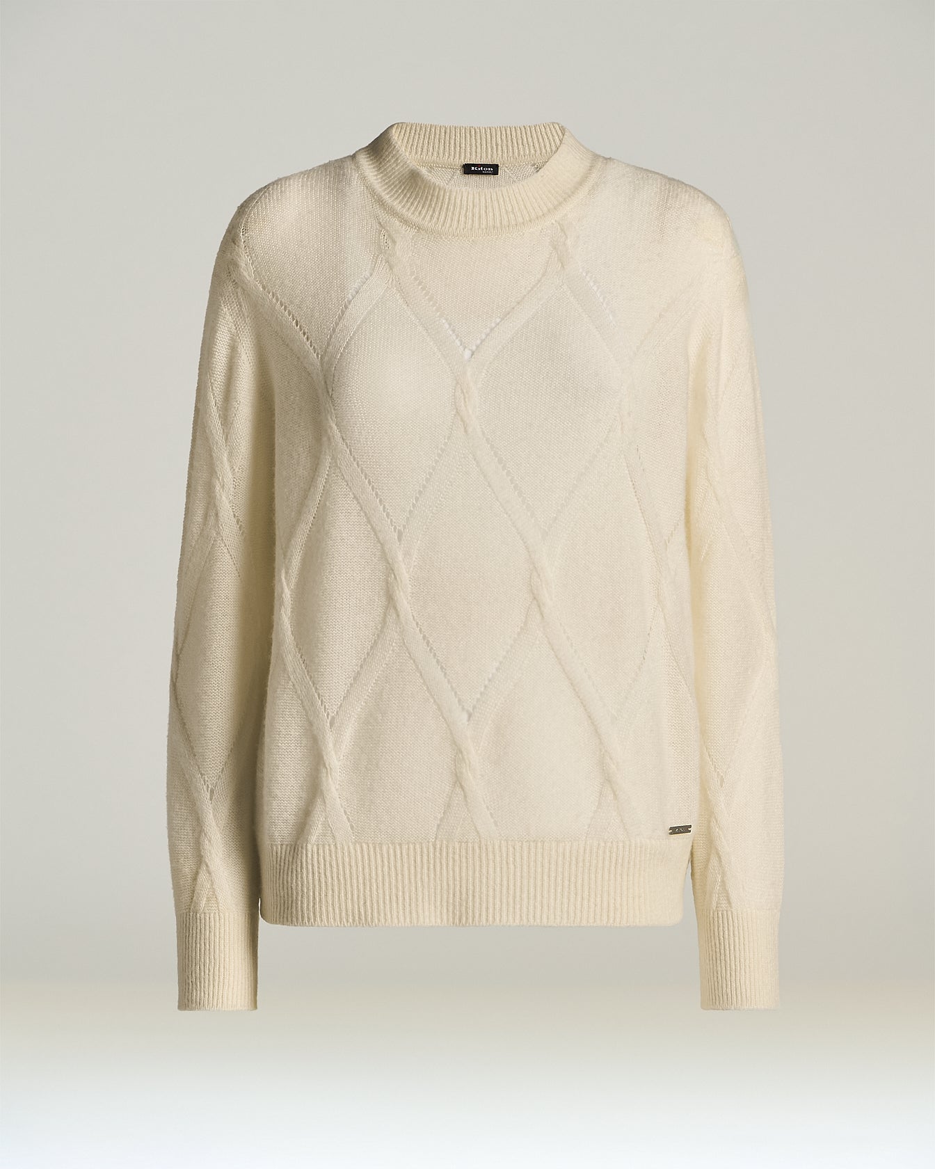 MAGLIA GIROCOLLO IN CASHMERE E SETA CON MOTIVO TRAFORATO