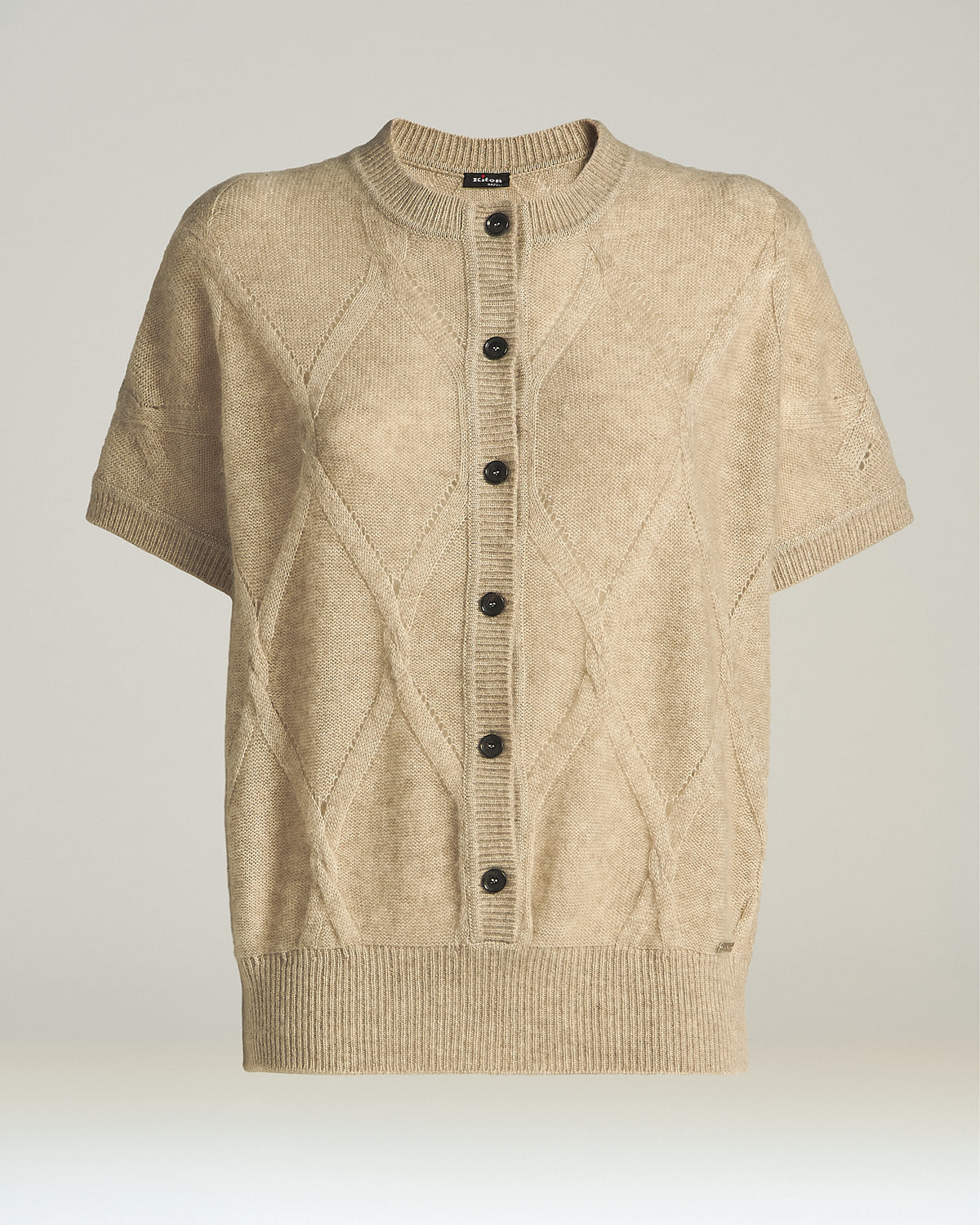 BEIGE CASHMERE ROUND-NECK SWEATER 1
