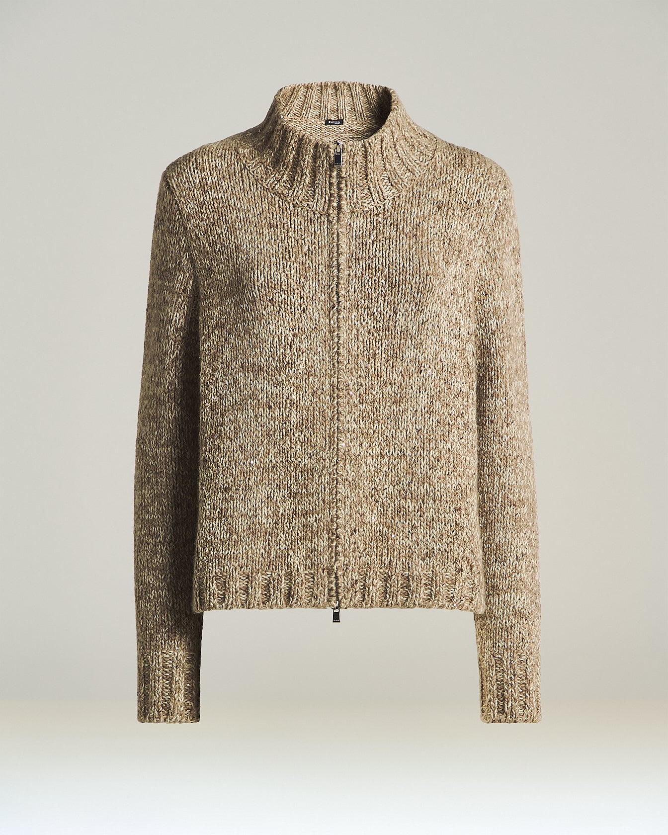 CARDIGAN CON ZIP IN CASHMERE E LANA MÉLANGE