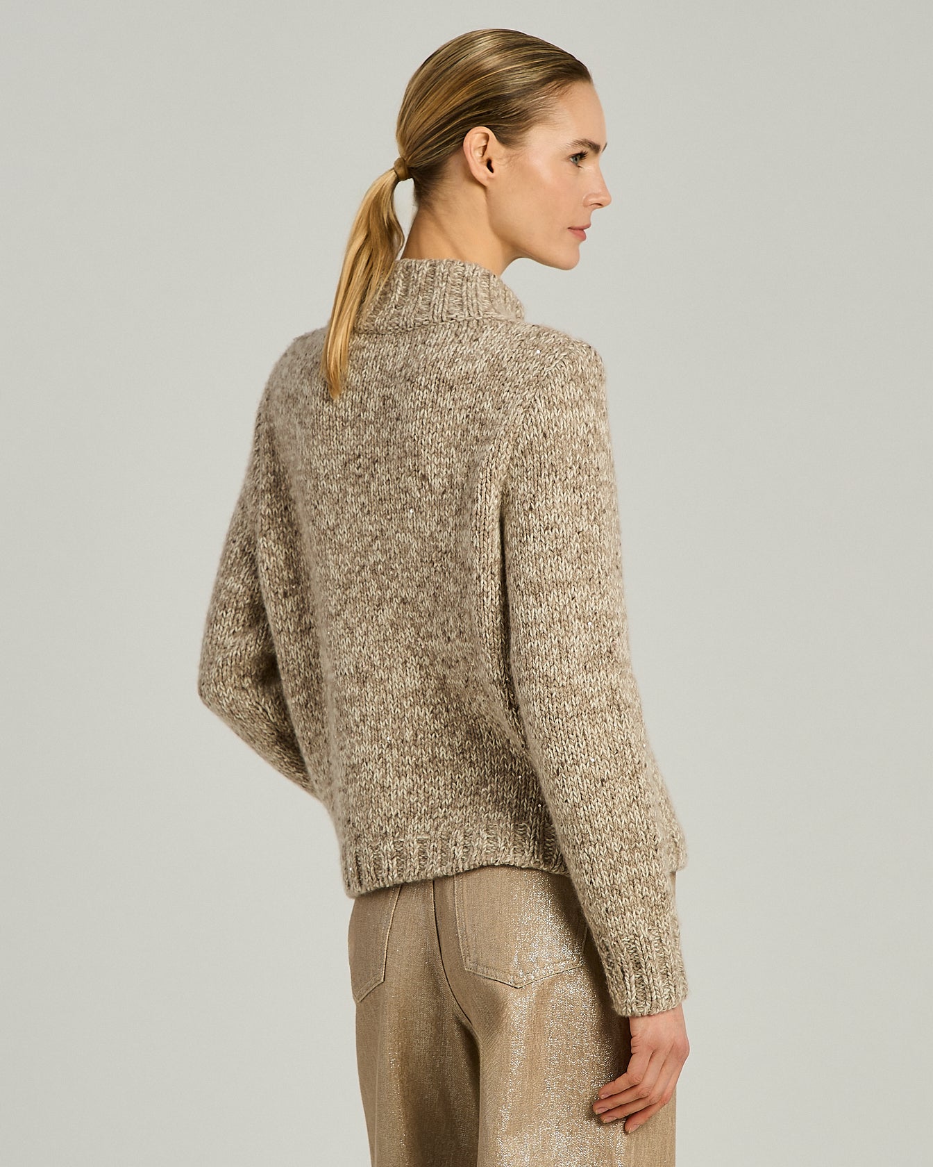 CARDIGAN CON ZIP IN CASHMERE E LANA MÉLANGE