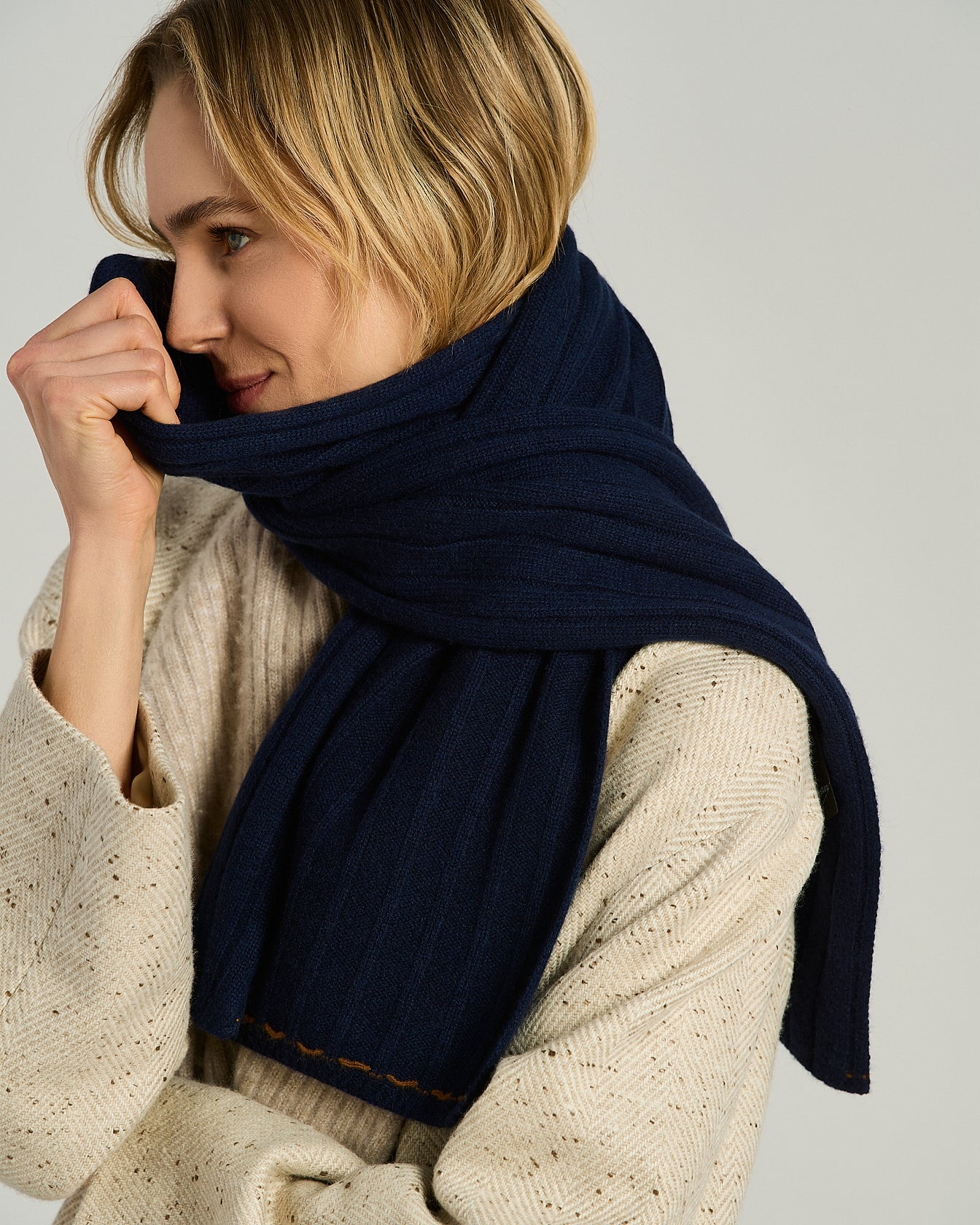 SCIARPA A COSTE IN PURO CASHMERE